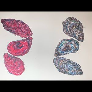 Original oyster mixed media artwork